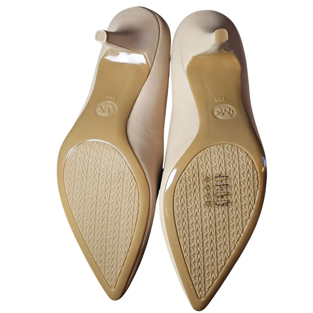 Michael Kors Dorothy Flex Pump Beige Leather Pointed Toe Stiletto Heels Size 11M
